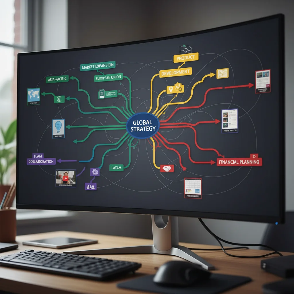Detailed digital mind map showing interconnected information and links