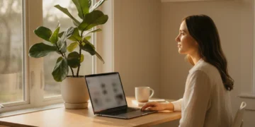 Digital Declutter for Focus: Reclaim 10+ Hours Weekly in 2026 Person calmly focused at a minimalist desk after digital declutter