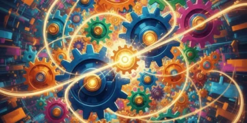 The Catalyst Effect: Small Shifts, 20% Greater Outcomes This Year Gears interlocking, small gear initiating powerful chain reaction, catalyst effect, greater outcomes.