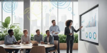 Curiosity and Career Advancement: Unlocking Your Professional Potential Professionals collaborating, demonstrating curiosity and innovative thinking in a modern office.