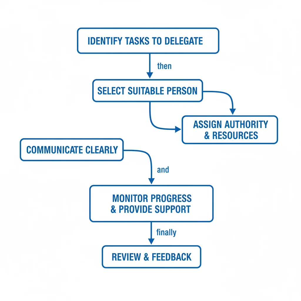 Flowchart depicting the structured process of effective task delegation, highlighting key stages.