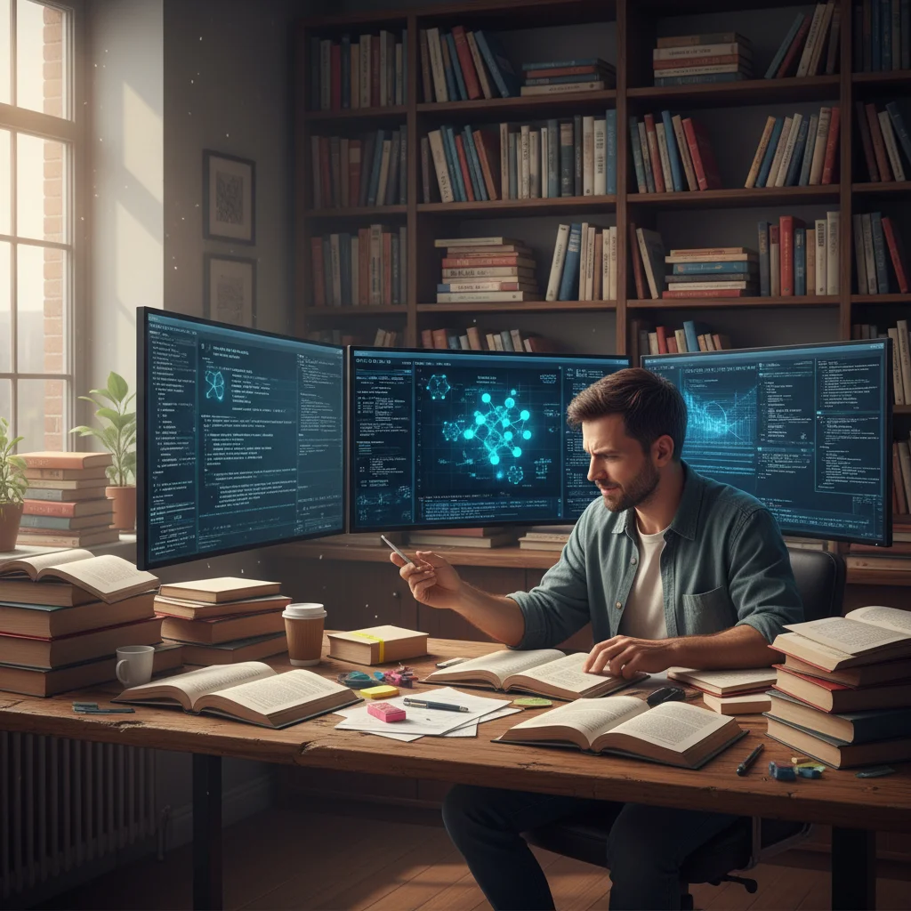 Employee deeply focused on research, embodying a spirit of inquiry and learning.