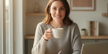 Master Your Mornings: The 5-Minute Routine to Boost Productivity by 15% Energized person focusing on a productive morning routine at a minimalist desk with coffee and notebook.
