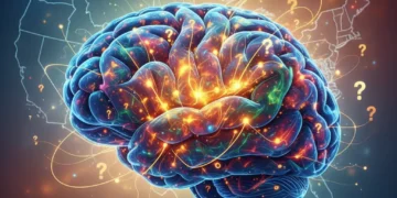 Cultivating Innate Curiosity: A 7-Step US Framework for Lasting Impact Abstract representation of an ignited curious mind with interconnected ideas and a subtle US map overlay.