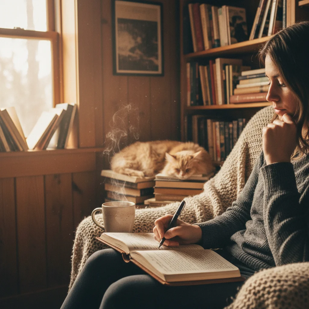 Person engaged in reflective journaling, fostering self-discovery and deeper understanding.
