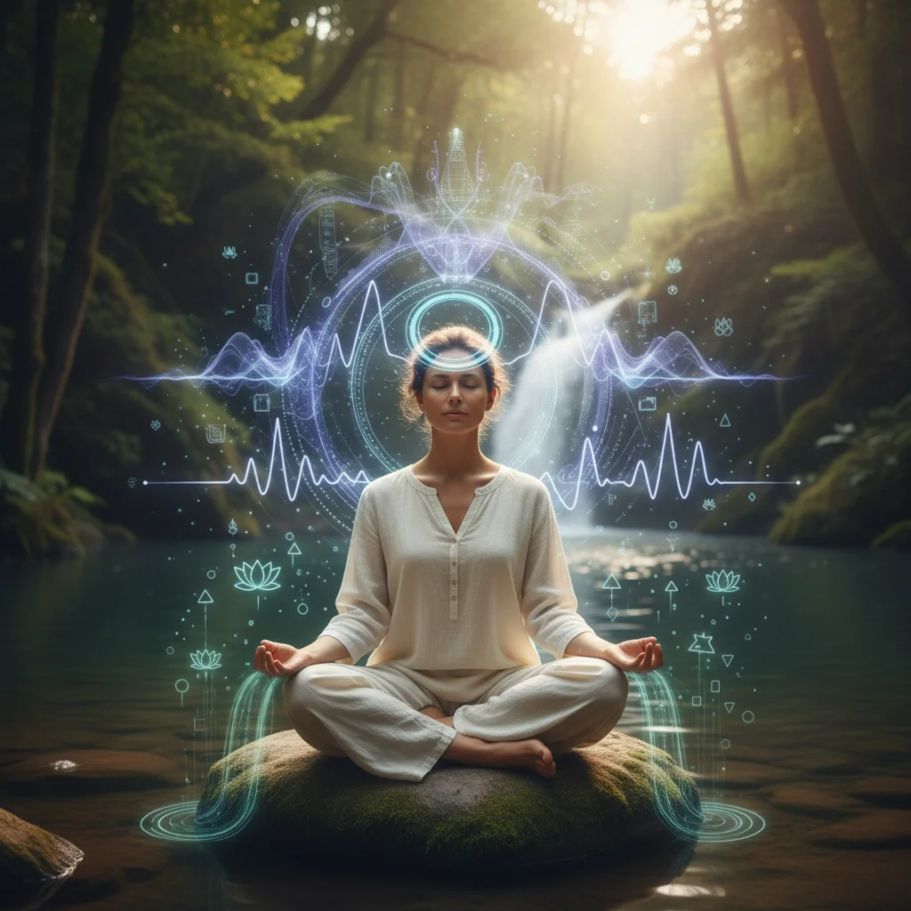 Individual meditating to achieve a state of deep creative flow and mental clarity