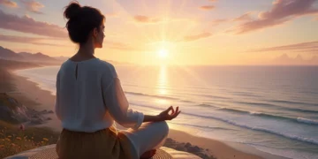 7-Minute Daily Resilience: Transform Your Outlook in 2026 Person meditating at sunrise, embodying peace and new beginnings