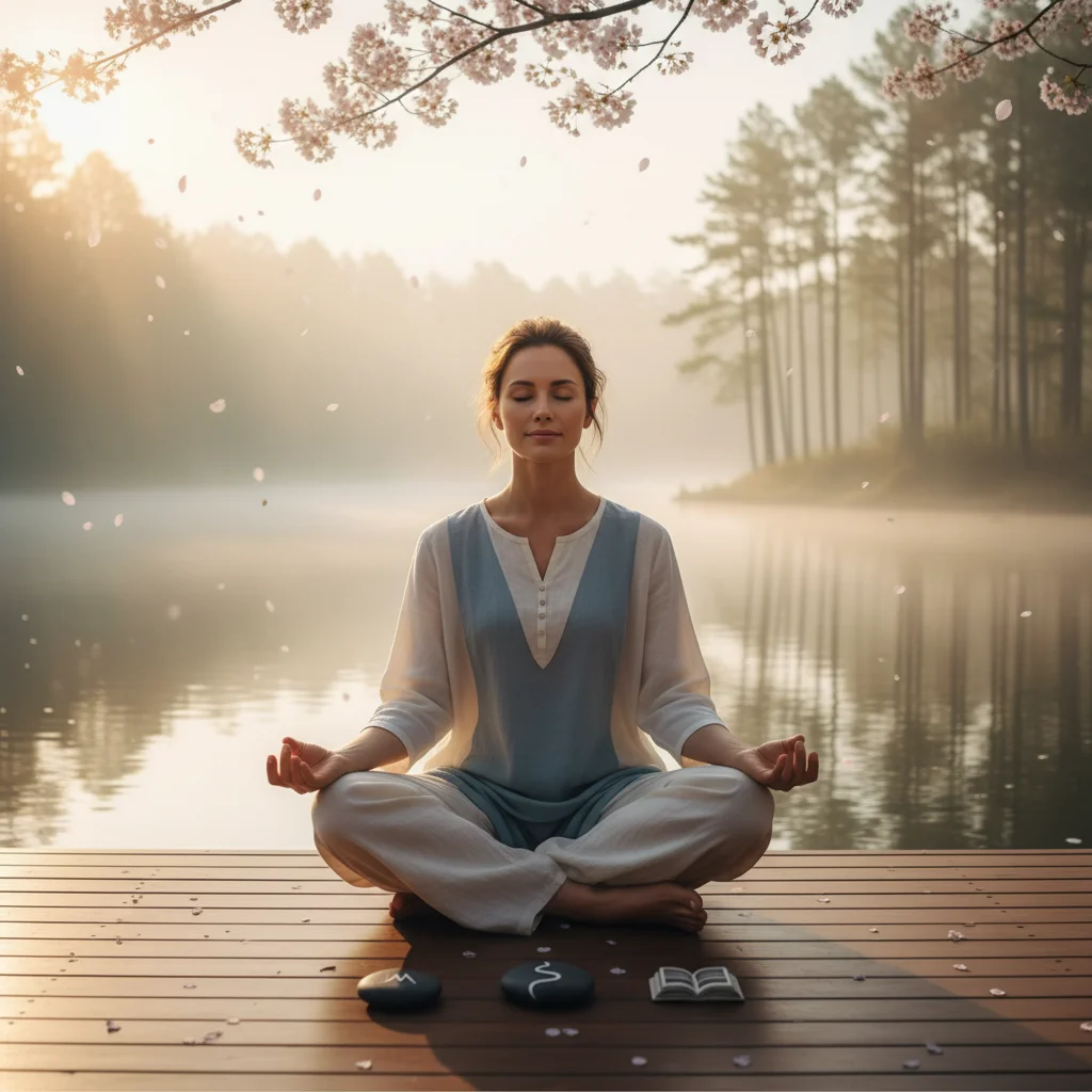 Mindful person reflecting before making a decision