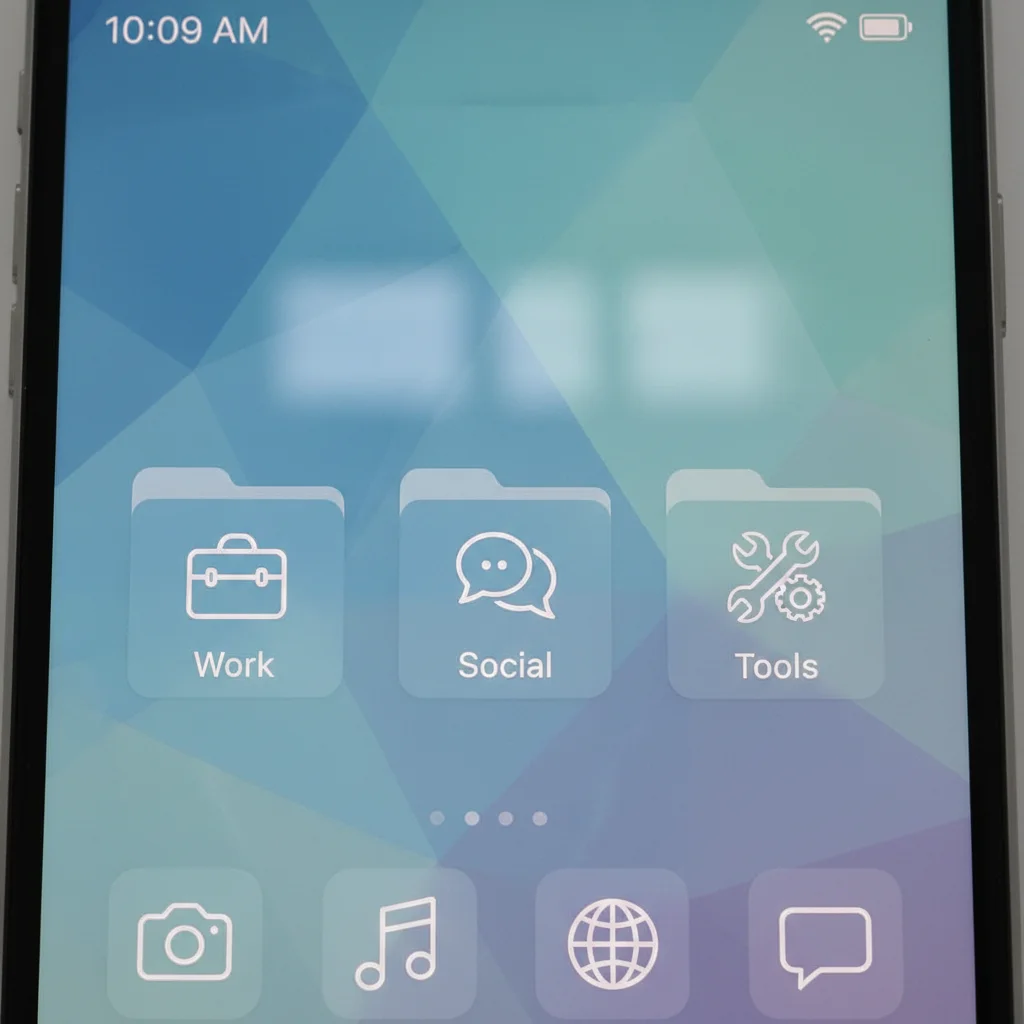 Simplified smartphone home screen with minimal apps, demonstrating digital minimalism