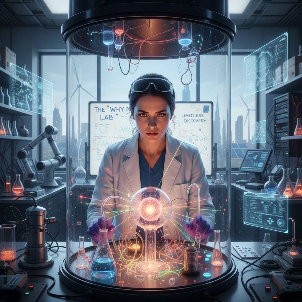 Scientist exploring new research with a 'why not' approach in a US lab.