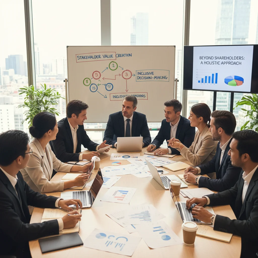 Diverse business professionals collaborating, representing stakeholder engagement and inclusive decision-making.