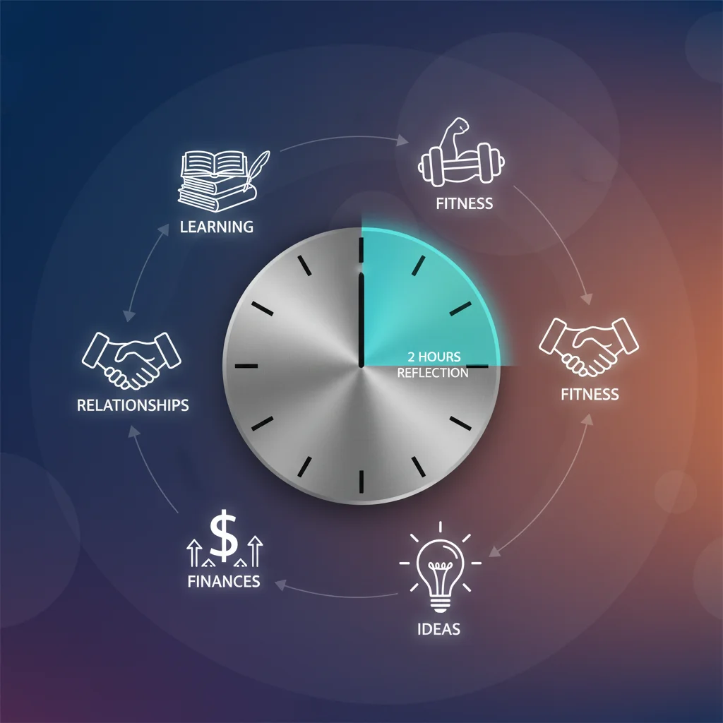 Graphic depicting two hours allocated for diverse weekly self-assessment