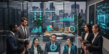 U.S. business leaders strategizing for growth in a modern office
