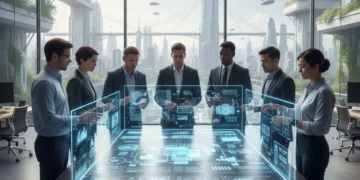US Innovators: 6 Mindset Shifts for 2026 Success Diverse US innovators collaborating on holographic data for future tech insights