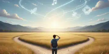 Person at crossroads contemplating new interests and life paths