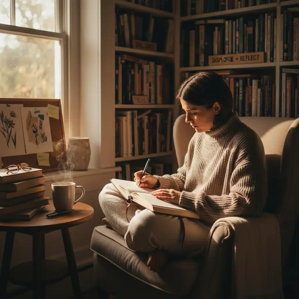 Person reflecting and journaling to discover new interests