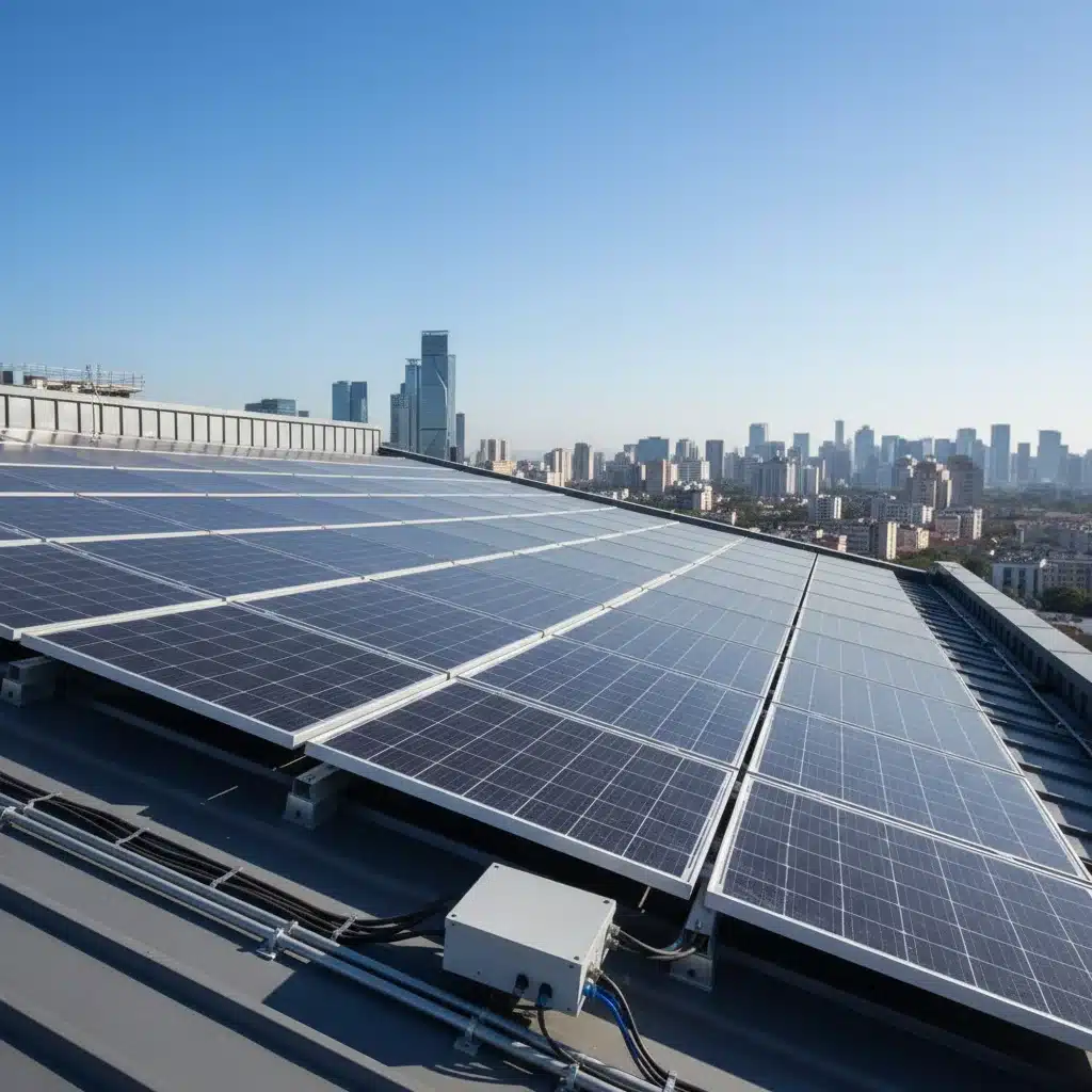 Modern solar panel array on a rooftop, emphasizing efficiency and widespread adoption of solar technology.