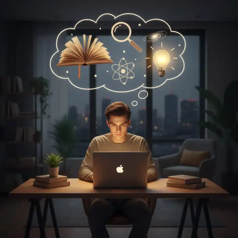 Person engaged in learning, symbolizing daily curiosity investment