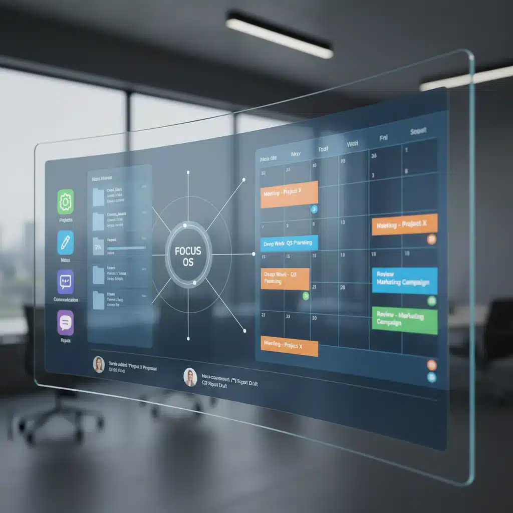 Digital dashboard showcasing streamlined productivity apps and organized file management.